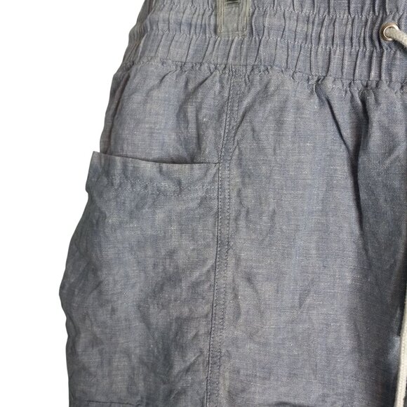 Athleta Size 18 Shorts Cabo Linen Womens Blue Drawstring Elastic Waist Pockets - Picture 3 of 6